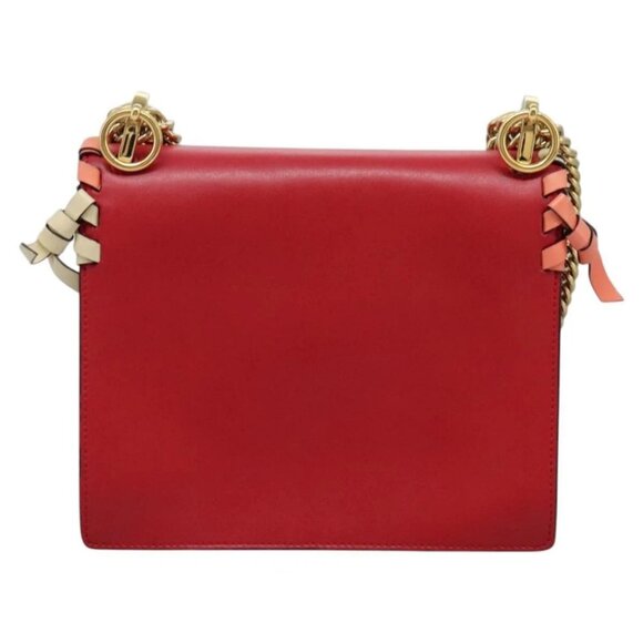 FENDI Mini Canai Chain Shoulder Bag Leather Red Auth bs22672V - Picture 2 of 16